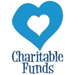Charitable funds logo blue heart with charitable funds text in same shade of blue