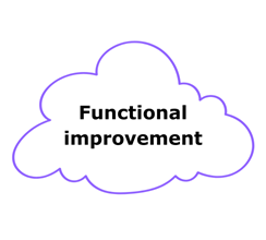 Cloud with 'functional improvement' text in the middle