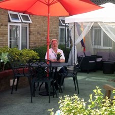 Sandy in the sensory garden