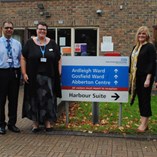 MP Will Quince visiting The Lakes. Sally Morris CEO and another member of staff.