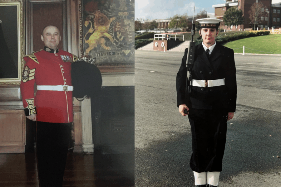 Photograph of John Marham and Tracy Slater in uniform