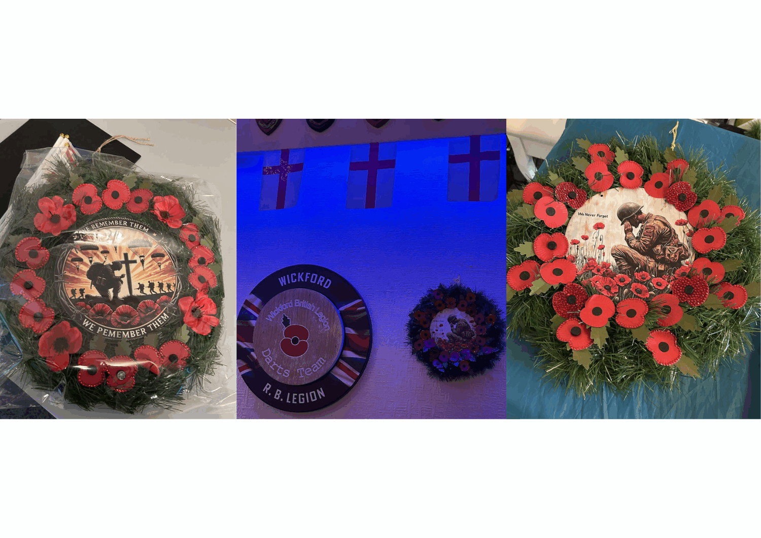 Photographs of the poppy wreath created by staff member Dawn Kirby