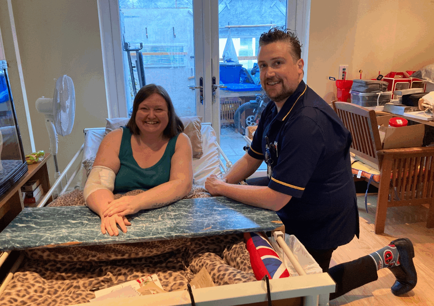 Photo of Sharon Livett and staff member David Morris