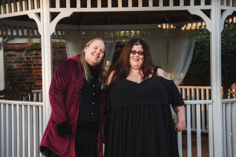 Michael Armstrong-Ingram with wife Kirsty standing under a gazebo