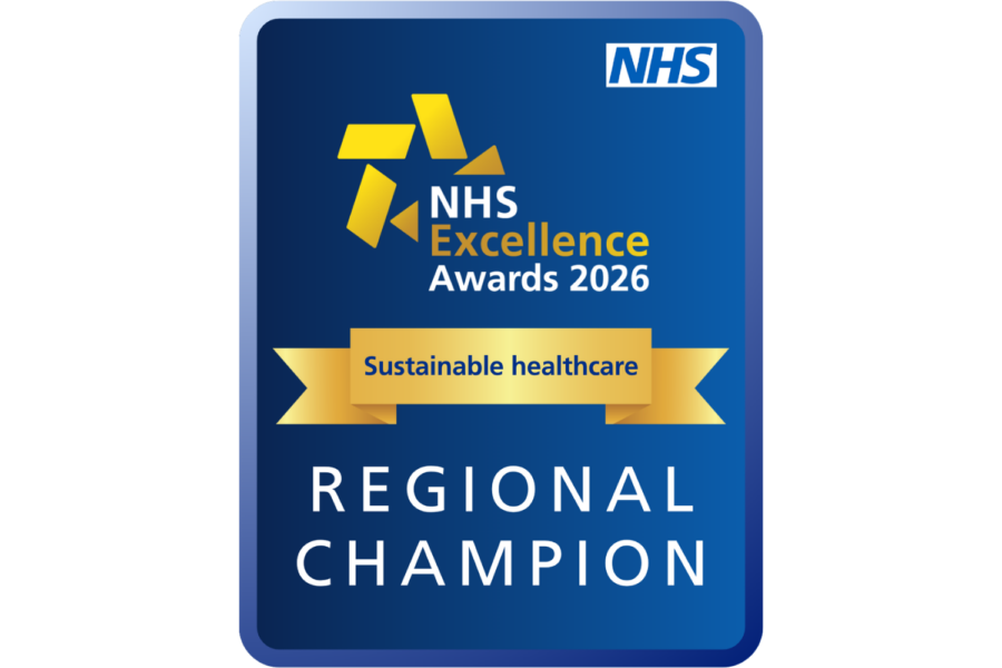 NHS excellence awards 2026 logo: Blue background with text written in yellow and white