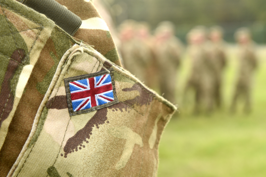 British army uniform with soldiers in the background