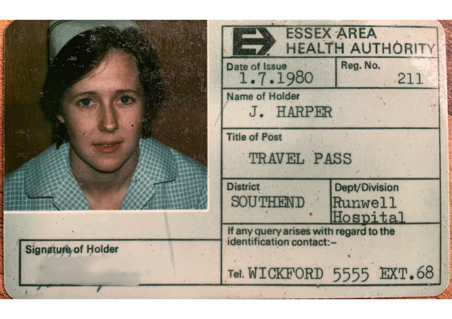 An identification badge card for the 