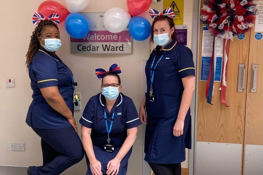 Staff at Cedar Ward celebrating the Queen's Jubilee.