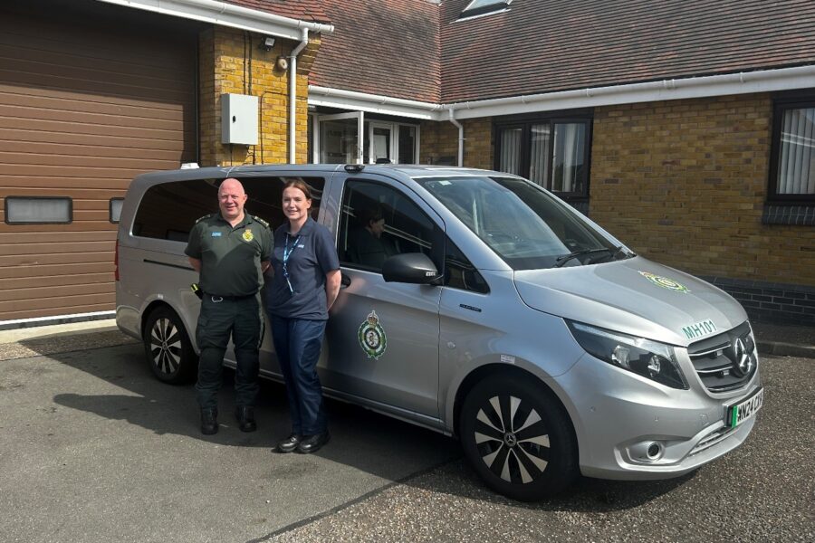 EEAST paramedic Daniel Bloyce and EPUT mental health nurse Robyn Carpenter with the Mental Health Response Car.