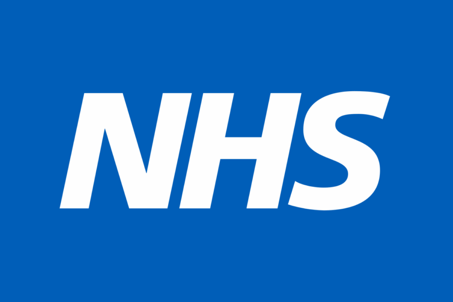 NHS logo with a blue background